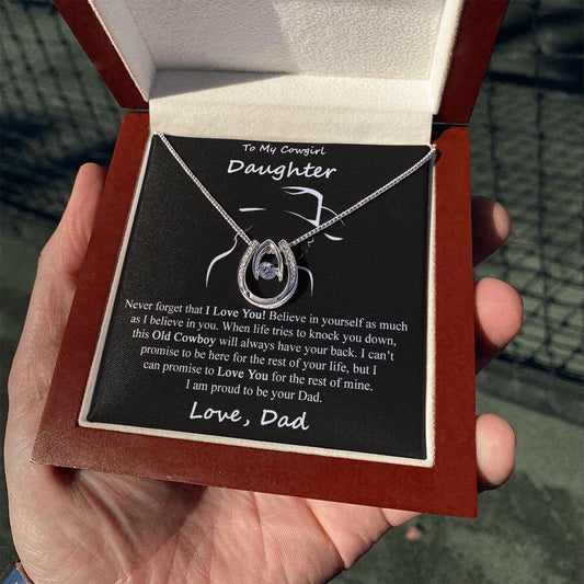 Gift to Daughter from Dad - Hourseshoe Love Necklace
